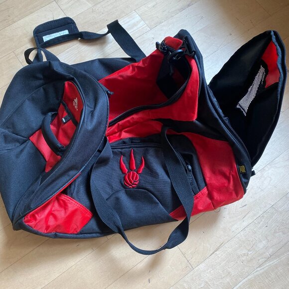 Adidas "Toronto Raptors" Duffel Gym Bag Black Red - Picture 1 of 5